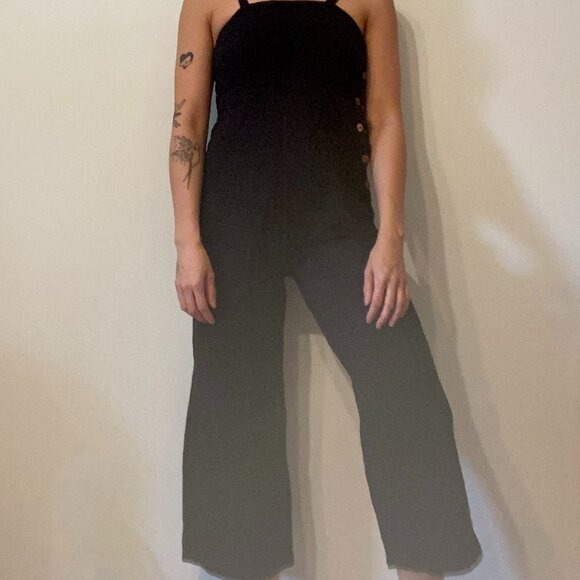 Textured jumpsuit with side buttons - Picture 1 of 6